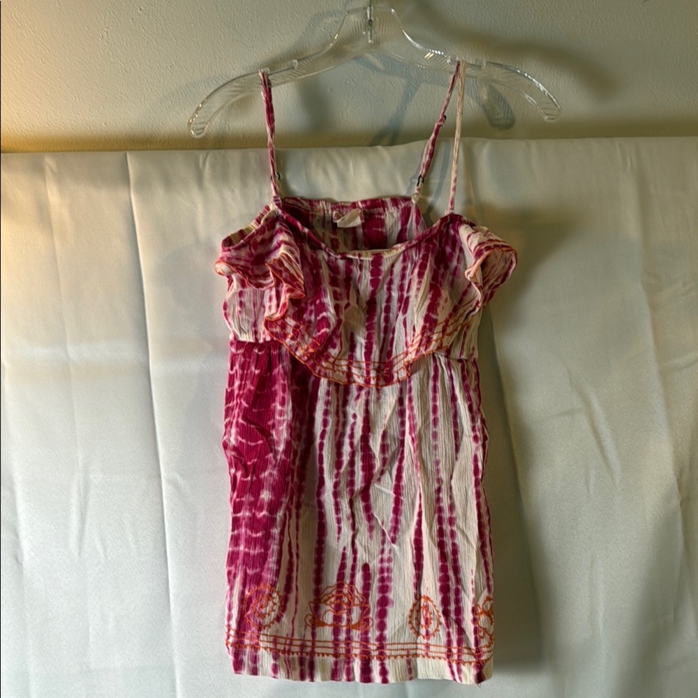 Vibrant Pink and White Tie-Dye Top
